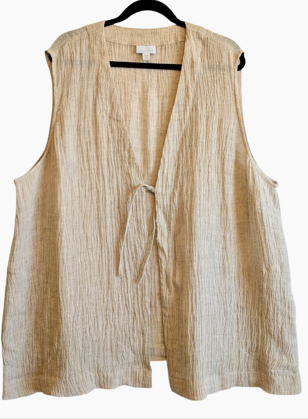 J Jill Pure Jill 100% Linen Sleeveless Vest Top 3X Neutral Boho Coastal